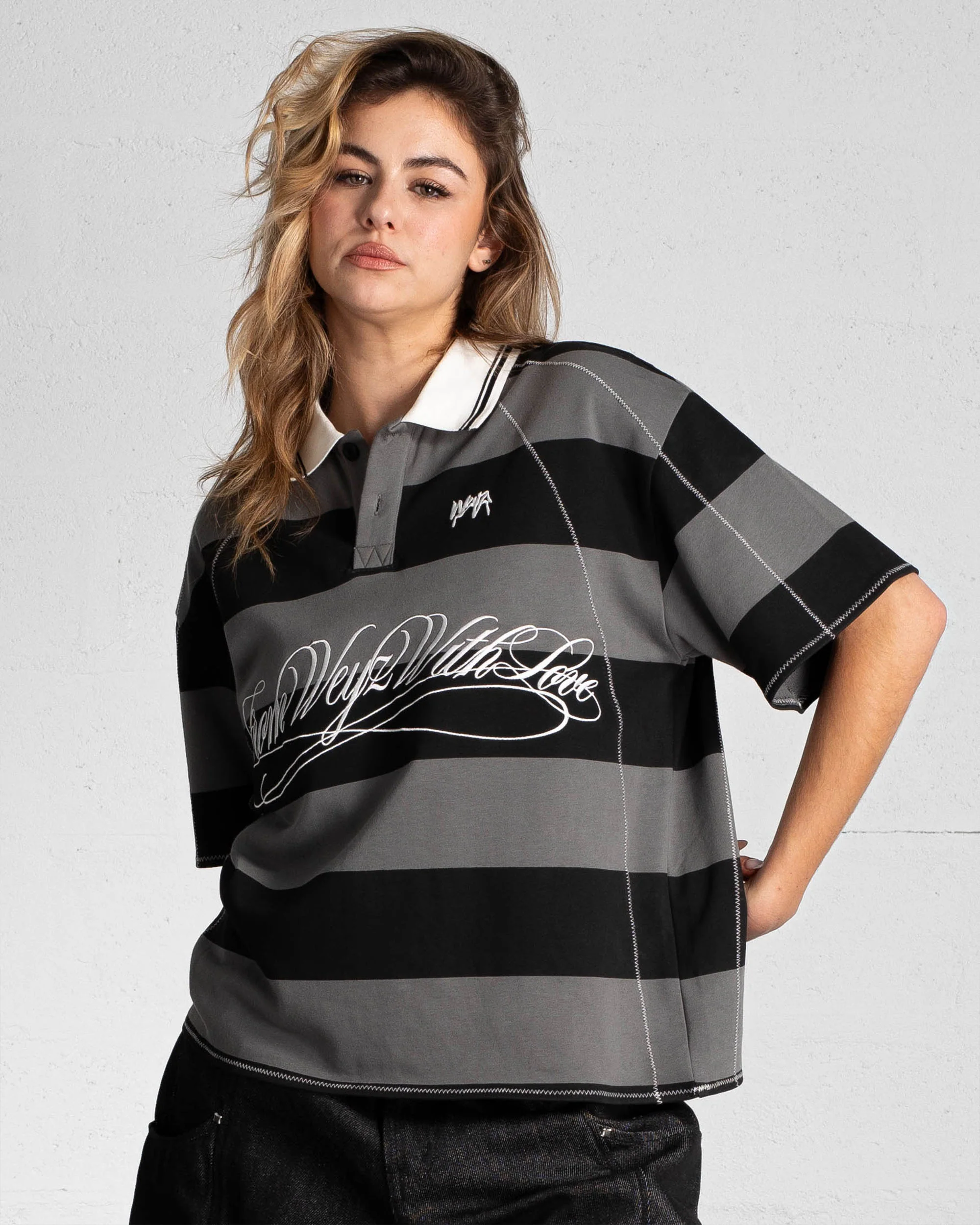 "FWWL" Polo - Noir & Gris - Image 7