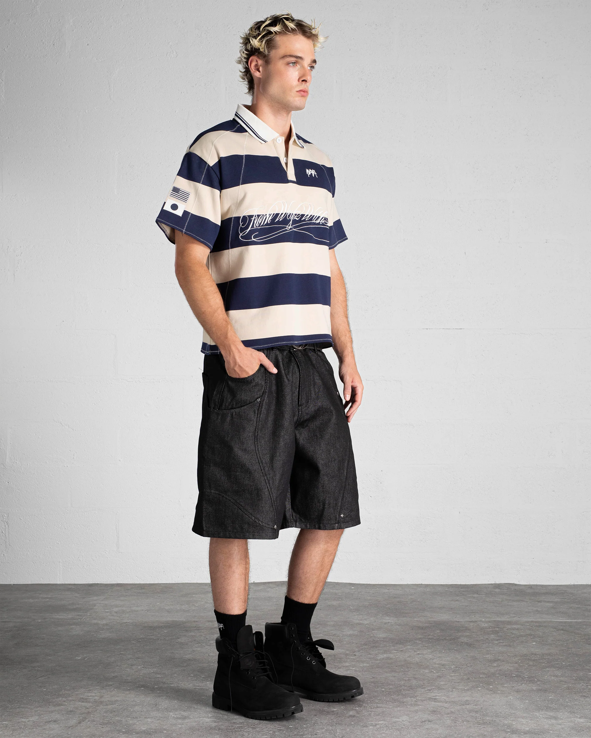 "FWWL" Polo - Bleu & Beige - Image 5