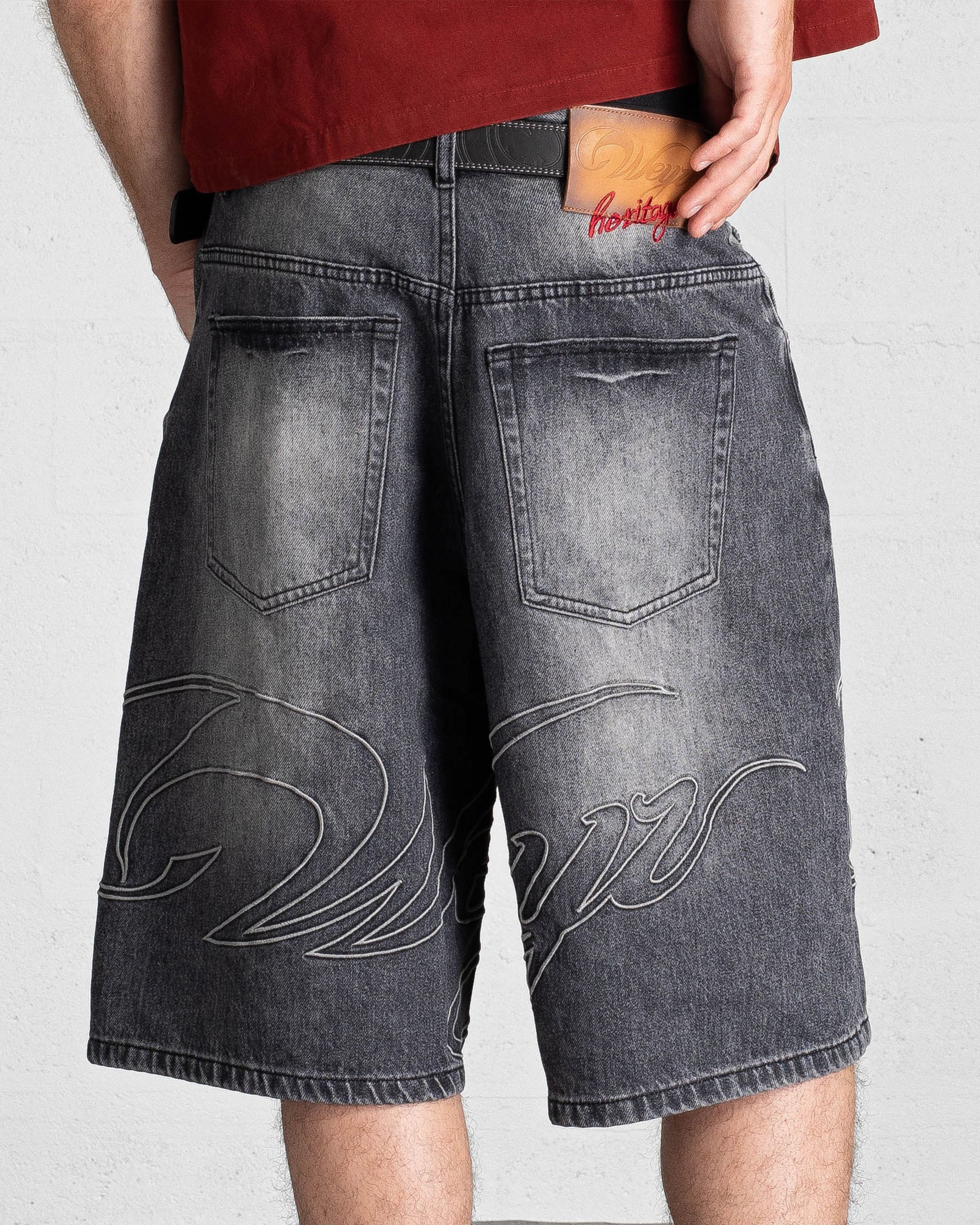 Short Denim "HERITAGE" - Noir Délavé - Image 4